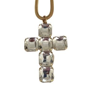 Long necklace with white crystal cross 🤍